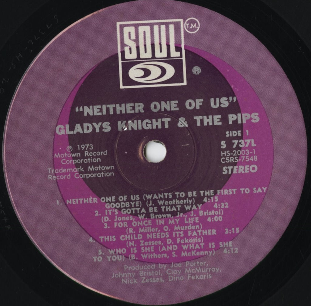 Gladys Knight & The Pips - Neither One Of Us (S-737L) 1973 US SOUL｜中古LP