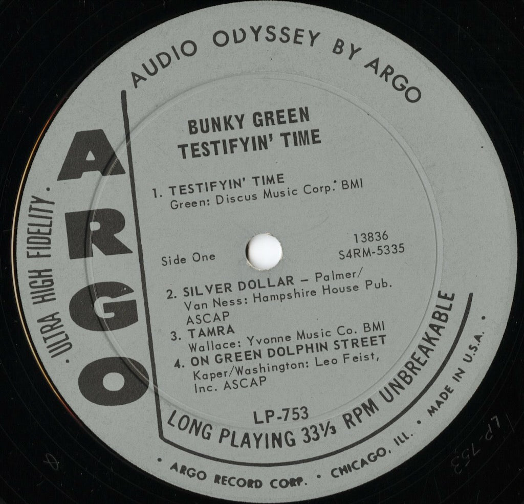 Bunky Green - Testifyin' Time (LP-753) LP 1965 US Cadet MONO グレーDG Lbl.｜中古LP