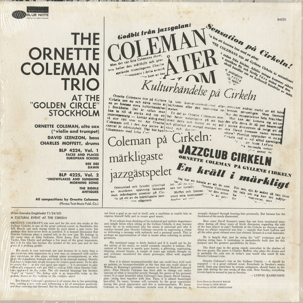 Ornette Coleman / オーネット・コールマン / At The Golden Circle Stockholm Volume Two (BST-84225)