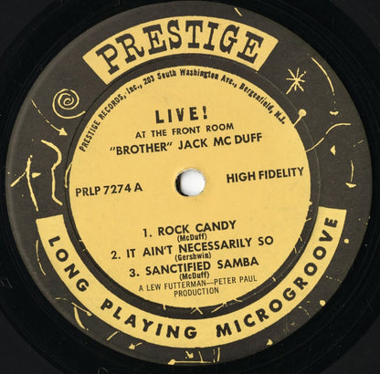 Brother Jack McDuff - Live! (PRLP 7274) LP 1963 US Prestige｜中古LP