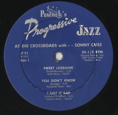 Sonny Criss / ソニー・クリス / At The Crossroads with Sonny Criss (PLP-91)