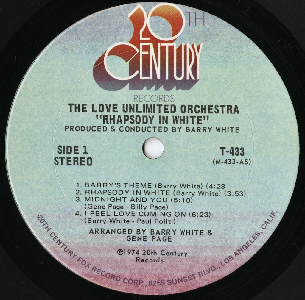 The Love Unlimited Orchestra / ラヴ・アンリミテッド・オーケストラ / Rhapsody In White (T-433)