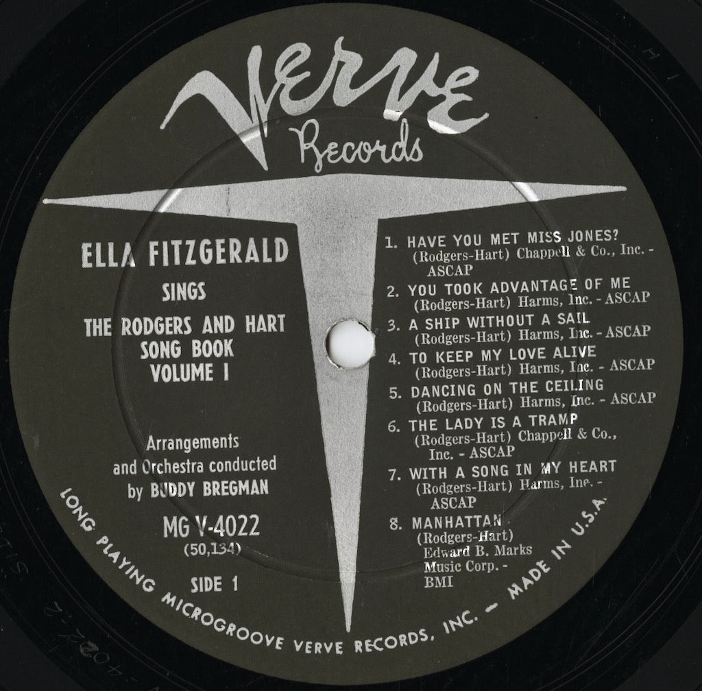 Ella Fitzgerald - Sings The Rodgers And Hart Song Book Vol. 1 (MG V-4022) LP 1959 US Verve｜中古LP