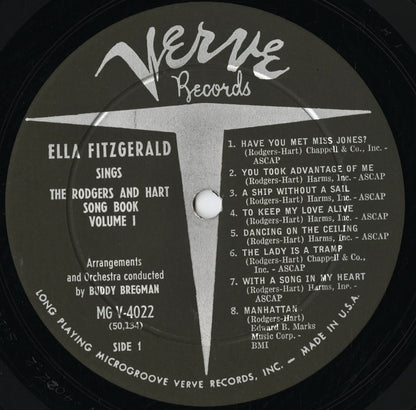 Ella Fitzgerald - Sings The Rodgers And Hart Song Book Vol. 1 (MG V-4022) LP 1959 US Verve｜中古LP
