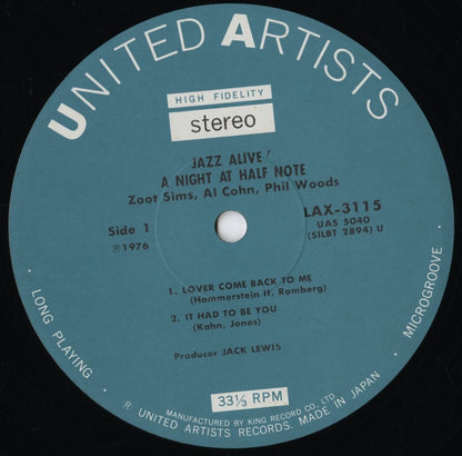 Zoot Sims, Al Cohn, Phil Woods / ズート・シムズ　アル・コーン フィル・ウッズ / Jazz Alive! A Night At The Half Note (LAX 3115)