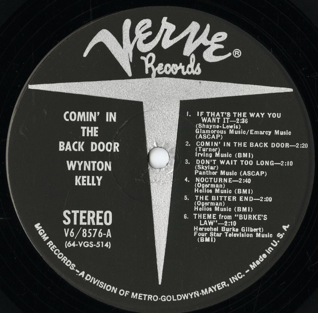 Wynton Kelly - Comin' In The Back Door (V6-8576) 1963 US Verve｜中古LP