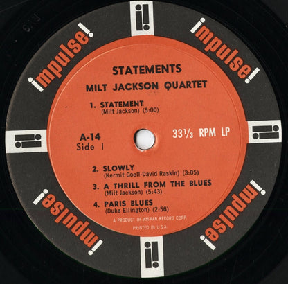 Milt Jackson - Statements (A-14) 1962 US Impulse｜中古LP