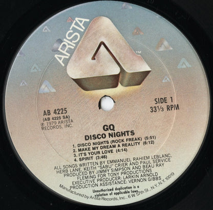 GQ – Disco Nights (AB 4225) LP 1979 US Arista | 中古LP