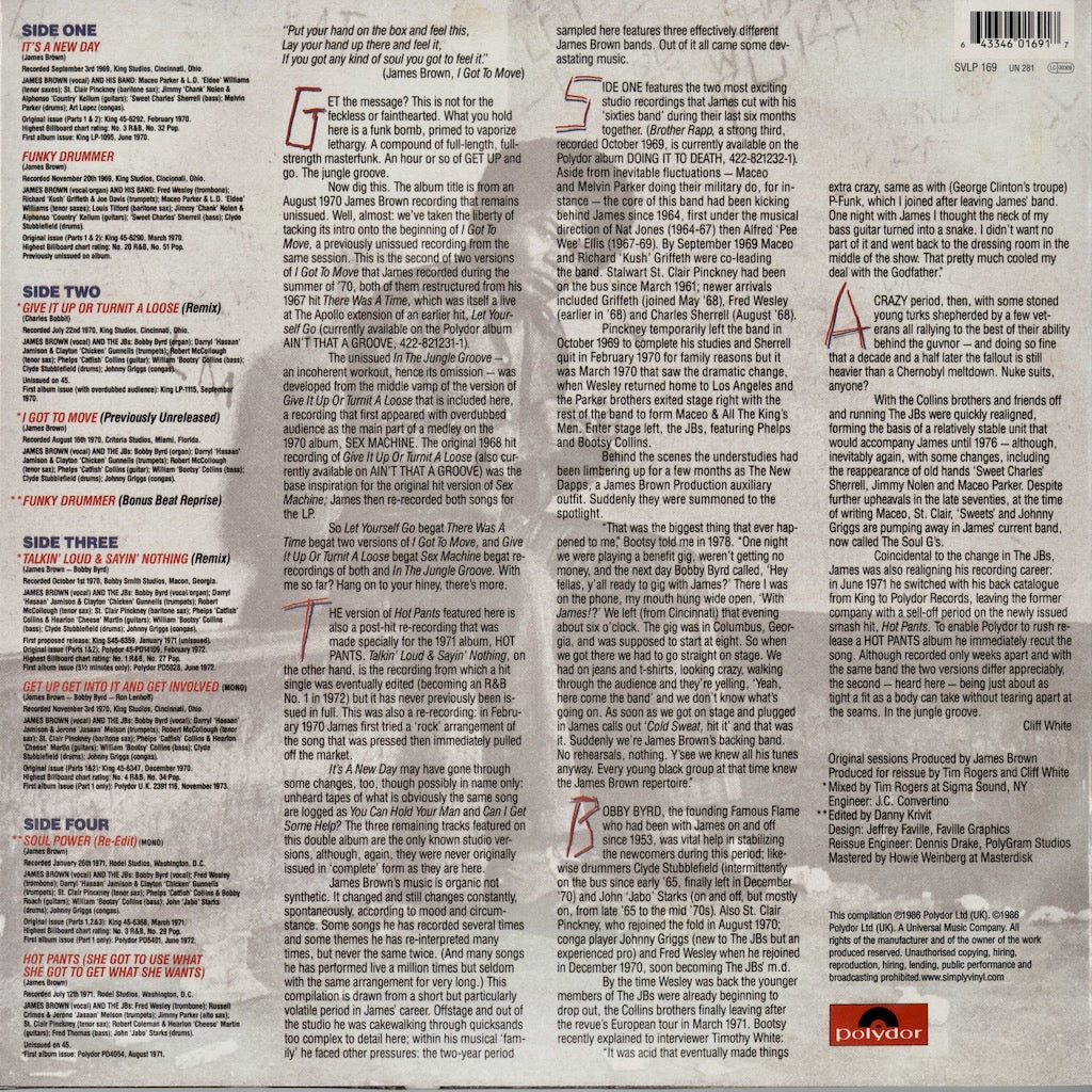 James Brown / ジェイムス・ブラウン / In The Jungle Groove (SVLP 169)