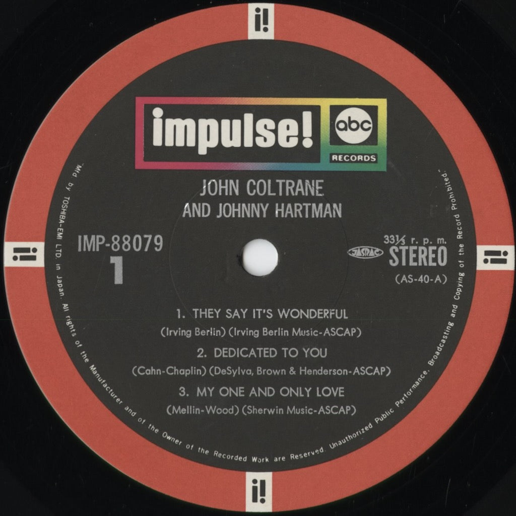 John Coltrane and Johnny Hartman - John Coltrane and Johnny Hartman (IMP 88079) 1973 JPN Impulse｜中古LP