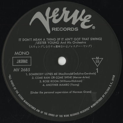 Lester Young  / レスター・ヤング / It Don't Mean A Thing (If It Ain't Got That Swing) (MV 2685)