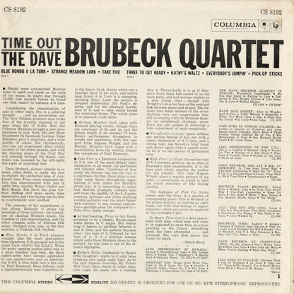 Dave Brubeck / デイヴ・ブルーベック / Time Out (CS 8192) 1962年プレス・US Columbia 2EYE