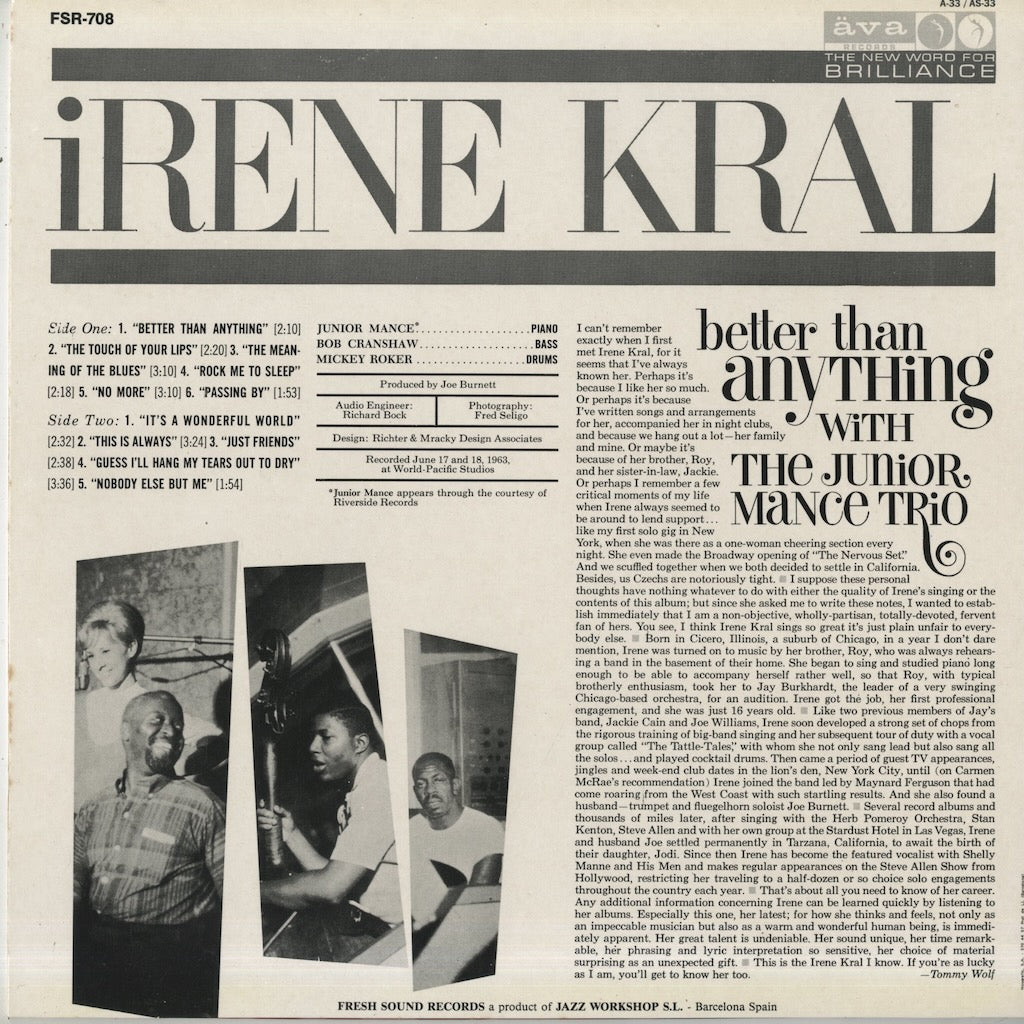 Irene Kral / アイリーン・クラル / Better Than Anything (FSR-708)