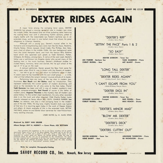 Dexter Gordon - Dexter Rides Again (MGJ-12130) 1985 JPN Savoy｜中古LP