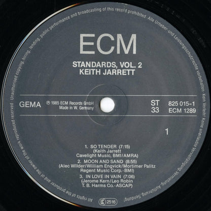 Keith Jarrett / キース・ジャレット / Standards,Vol.2 (ECM 1289)