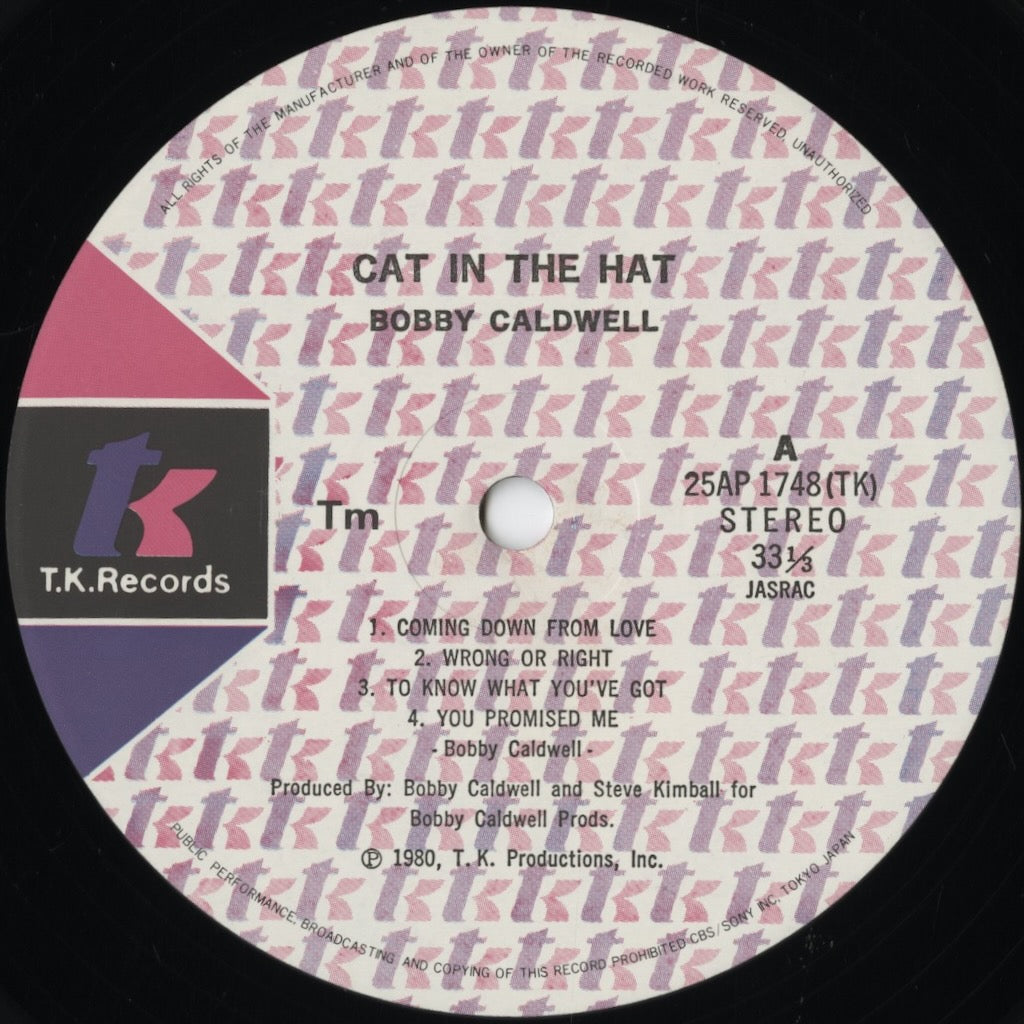 Bobby Caldwell - Cat In The Hat (25AP 1748) LP 1980 JPN TK Records｜中古LP