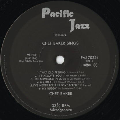 Chet Baker - Chet Baker Sings (PAJ-70224) 1985 JPN Pacific Jazz｜中古LP