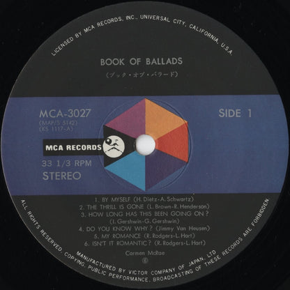 Carmen McRae – Book Of Ballads (MCA-3027) LP 1977 JPN MCA - Victor | 中古LP