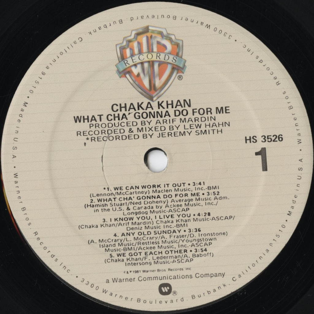 Chaka Khan - What Cha' Gonna Do For Me (HS 3526) LP 1981 US Warner Bros.｜中古LP