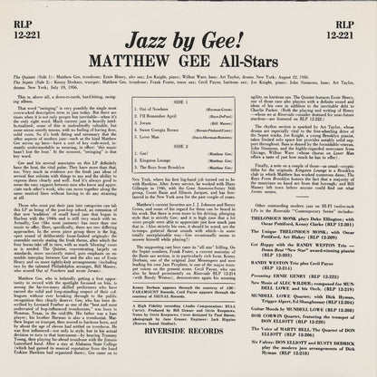 Matthew Gee All Stars / マシュー・ジー / Jazz By Gee (RLP 12-221)