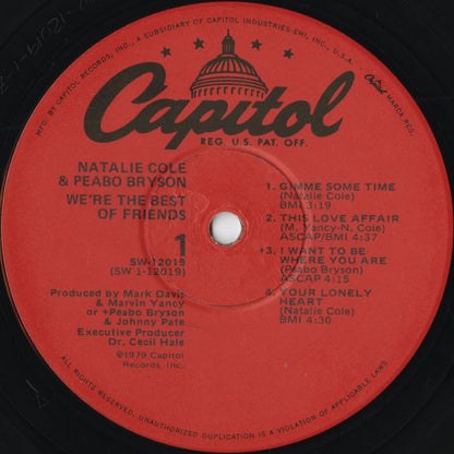 Natalie Cole - Peabo Bryson – We're The Best Of Friends (SW-12019) LP 1979 US Capitol | 中古LP