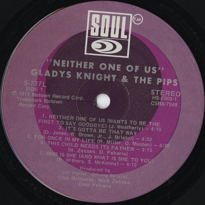 Gladys Knight & The Pips - Neither One Of Us (S-737L) LP 1973 US SOUL｜中古LP