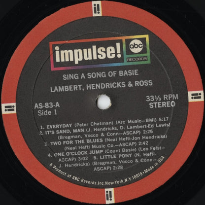 Lambert, Hendricks And Ross – Sing A Song Of Basie (AS-83) LP 1972 US Impulse! | 中古LP