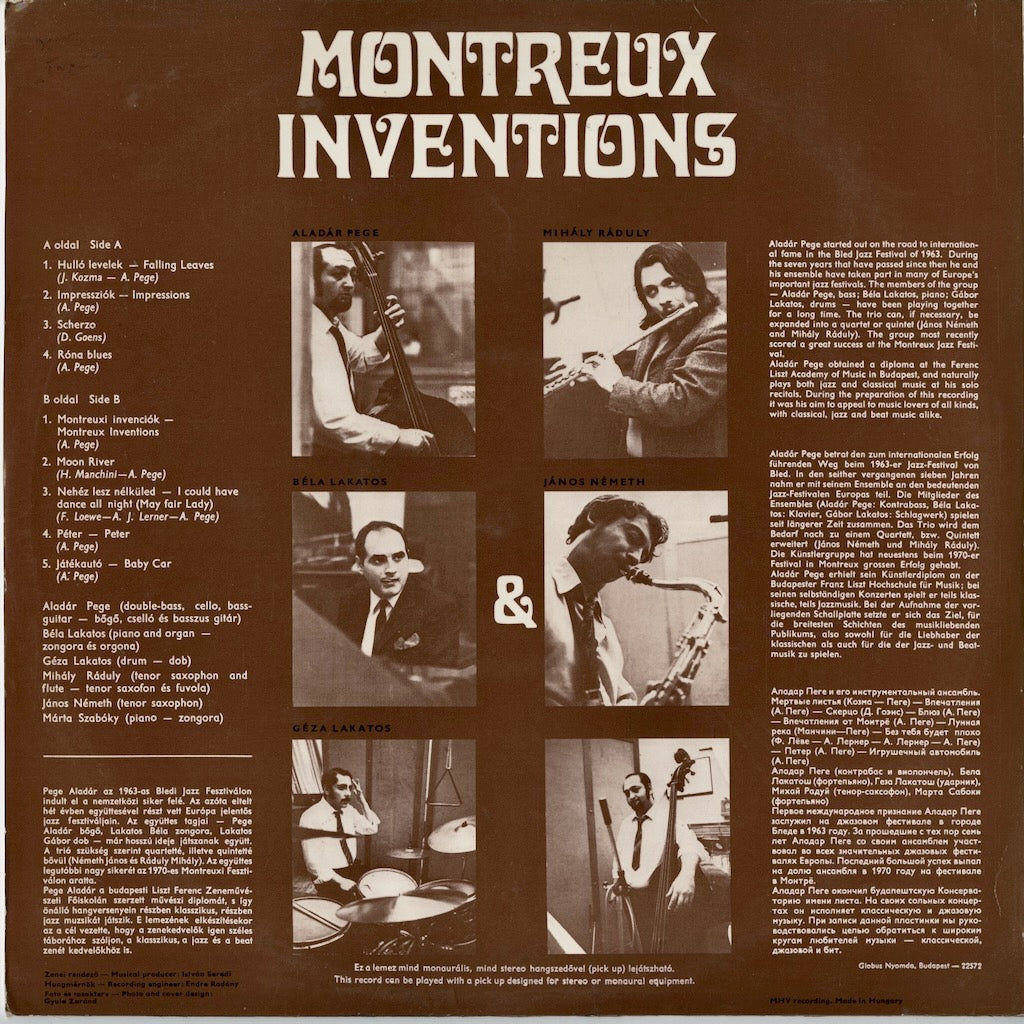 Pege Trio - Montreux Inventions (LPX 17418) 1970 Hungary Hungaroton｜中古LP
