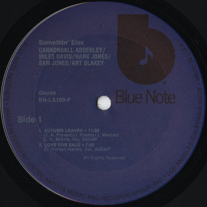 Cannonball Adderley - Somethin’ Else (BN-LA-169-F) LP 1973 US Blue Note｜中古LP
