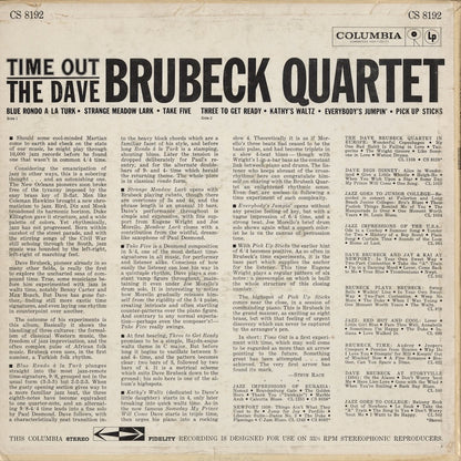 Dave Brubeck - Time Out (CS 8192) LP 1962 US Columbia｜中古LP