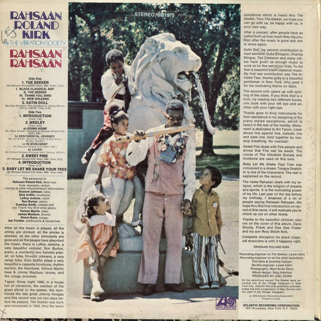 Roland Kirk - Rahsaan Rahsaan (SD 1575) 1970 US Atlantic｜中古LP