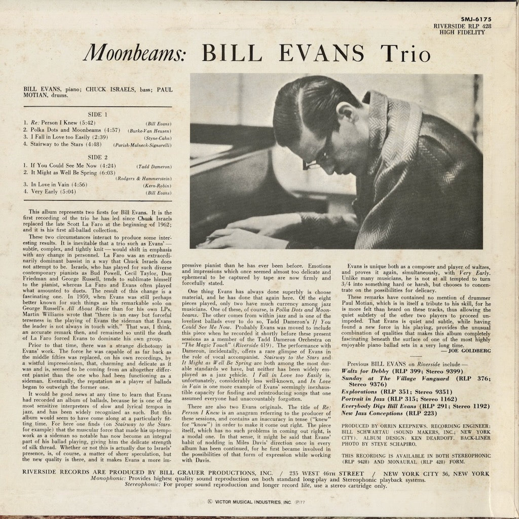 Bill Evans - Moon Beams (SMJ-6175) LP 1977 JPN Riverside｜中古LP