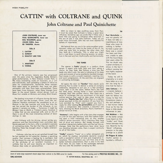 John Coltrane - Cattin' With Coltrane And Quinichette (SMJ-6542M) 1977 JPN Prestige｜中古LP