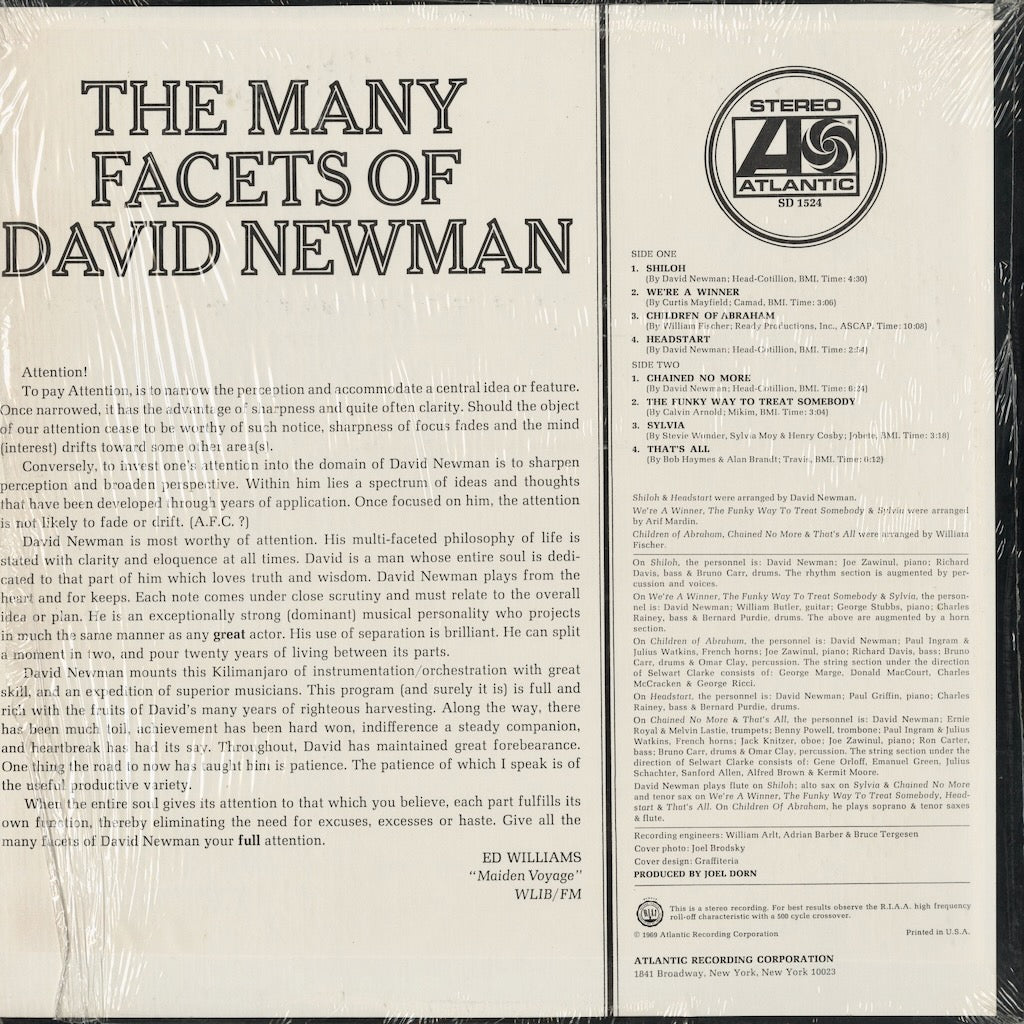 David Newman – The Many Facets Of David Newman (SD 1524) LP 1969 US Atlantic｜中古LP