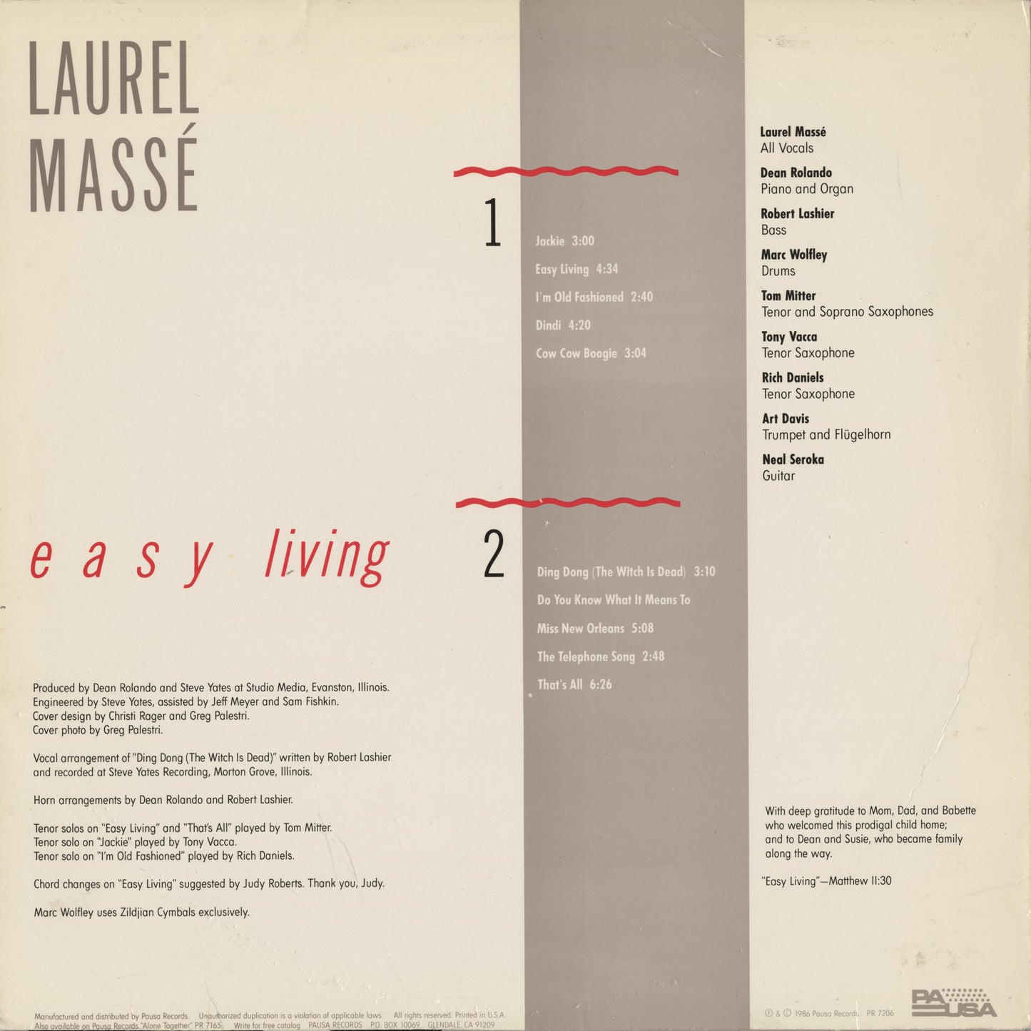 Laurel Masse / ローレル・マッセ / Easy Living (PR 7206)