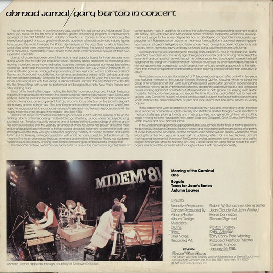 Ahmad Jamal, Gary Burton - In Concert (PC-51004) 1981 US Personal Choice｜中古LP