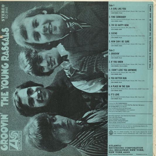 The Young Rascals – Groovin' (8148) LP 1967 US Atlantic | 中古LP