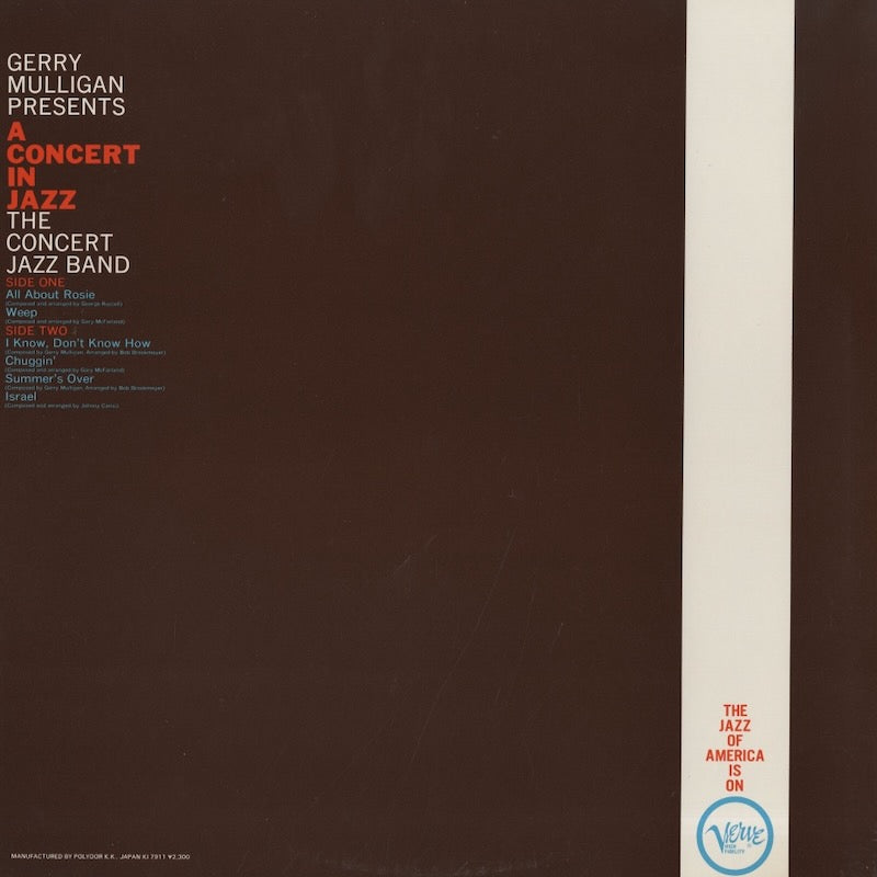 Gerry Mulligan A Concert In Jazz MV 2652 中古レコード 通販