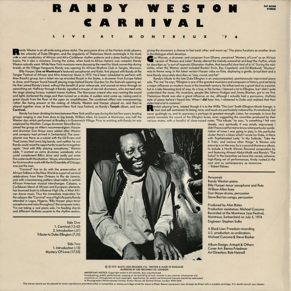 Randy Weston - Carnival Live at Montreaux '74 (FLP 40148) 1975 UK Freedom｜中古LP