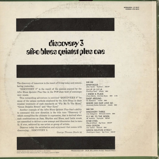 The Afro Blues Quintet Plus 1 - Discovery 3 (LP 3013) LP 1967 US Mira｜中古LP