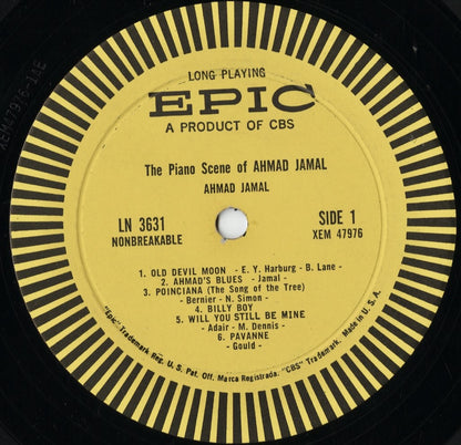 Ahmad Jamal - The Piano Scene Of Ahmad Jamal (LN3631) LP 1959 US Epic｜中古LP