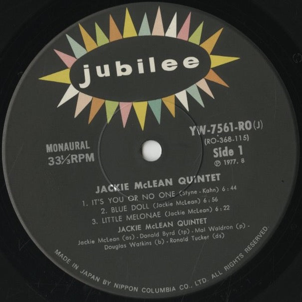 Jackie McLean / ジャッキー・マクリーン / The Jackie McLean Quintet (YW-7561-RO)