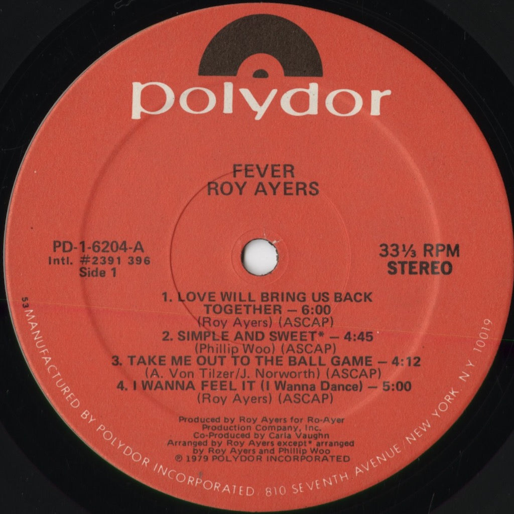 Roy Ayers - Fever (PD-1-6204) 1979 US Polydor｜中古LP