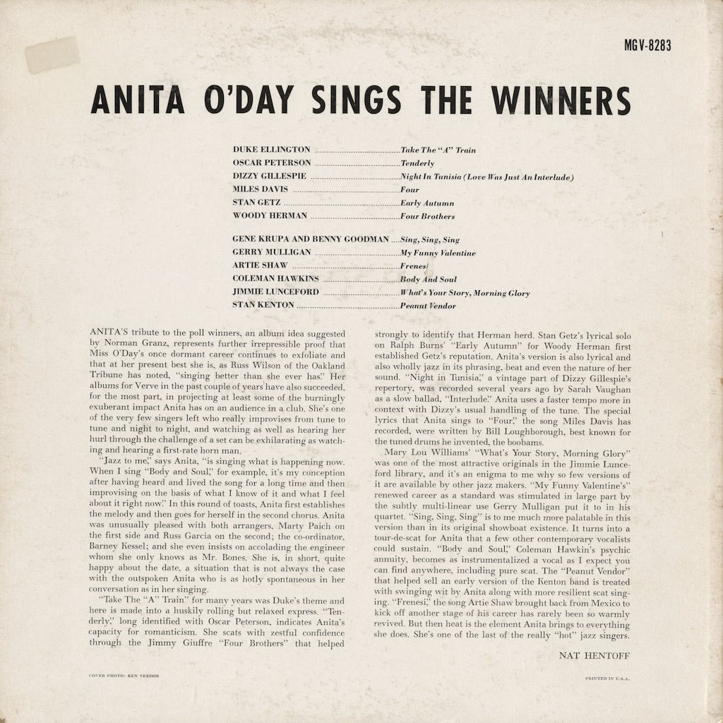 Anita O'Day / Sings The Winners (MG V-8283) 中古レコード 通販