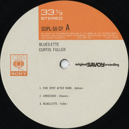 Curtis Fuller - Blues-Ette (SOPL 50-SY) LP 1972 JPN Savoy / CBS-Sony｜中古LP