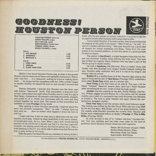 Houston Person / ホーストン・パーソン / Goodness! (PRST 7678)