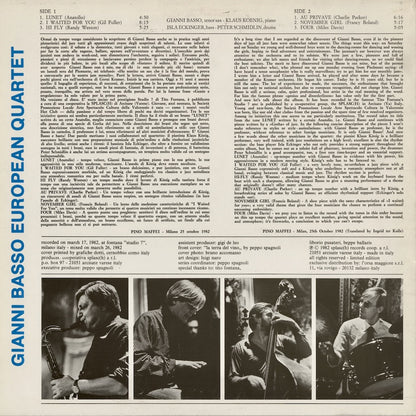 Gianni Basso Quartet - Lunet (LP H 101.1) LP 1982 ITA Splasc(h)｜中古LP