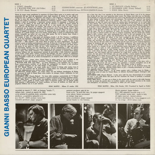 Gianni Basso Quartet - Lunet (LP H 101.1) LP 1982 ITA Splasc(h)｜中古LP