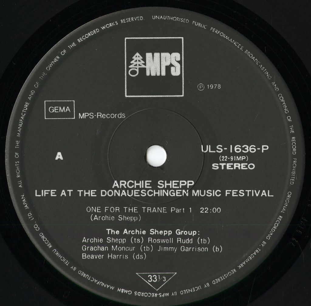 Archie Shepp - Life At The Donaueschingen Music Festival (ULS-1636-P) 1978 JPN MPS｜中古LP