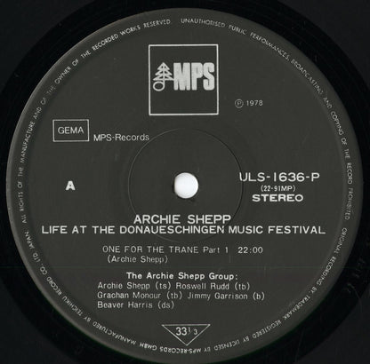 Archie Shepp - Life At The Donaueschingen Music Festival (ULS-1636-P) 1978 JPN MPS｜中古LP